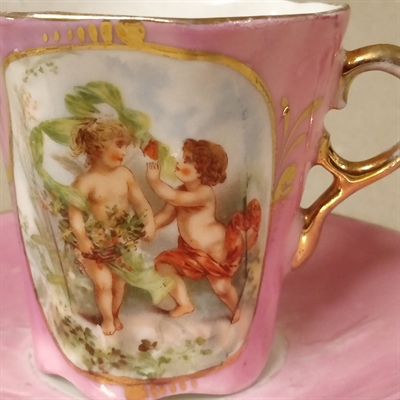lyserød kaffekop vintage porcelæn gammel 